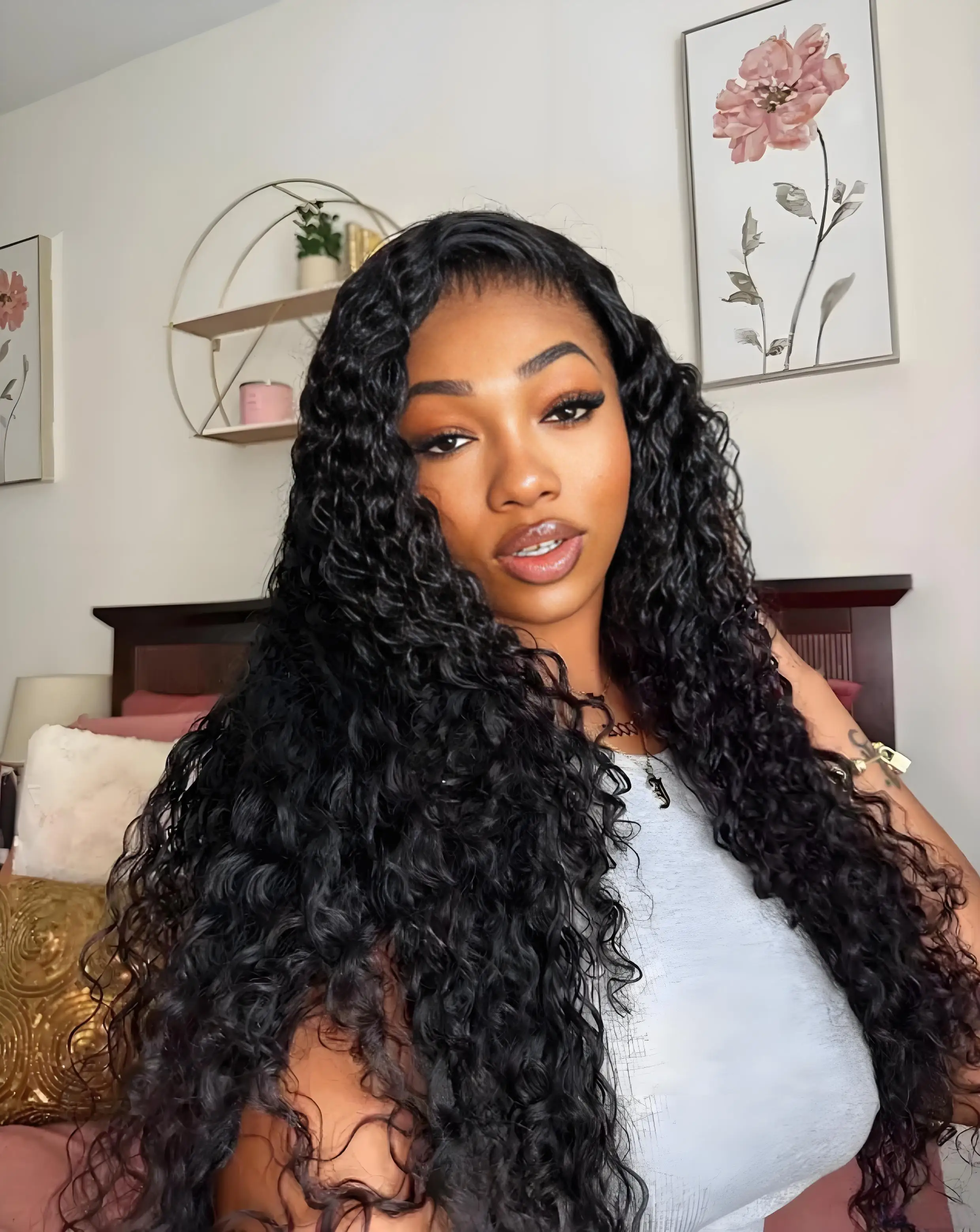 

Парик из натуральных волос с глубокой волной, плотность 250, 44 дюйма, кудрявый, с прозрачным HD-кружевом 13x4, предварительно вычесанный, с кружевной передней частью 13x6