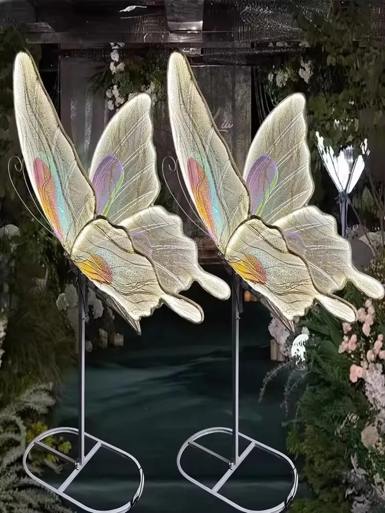 

New Wedding Decoration Open and Closed Luminous Butterfly Hall Ceiling Wing Pendant Stage Hotel Road Lead LED Light Props Supply
