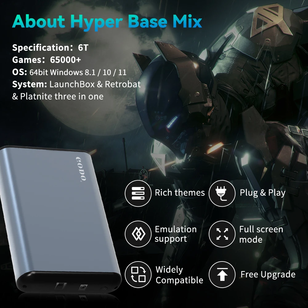 Hyper Base Mix 6T لـ PS5/PS4/Xbox/PS3/PS2/PS1 Launchbox ونظام RetroBat & Playnite 3-in-1 Game HDD مع AAA & 3D وألعاب ريترو