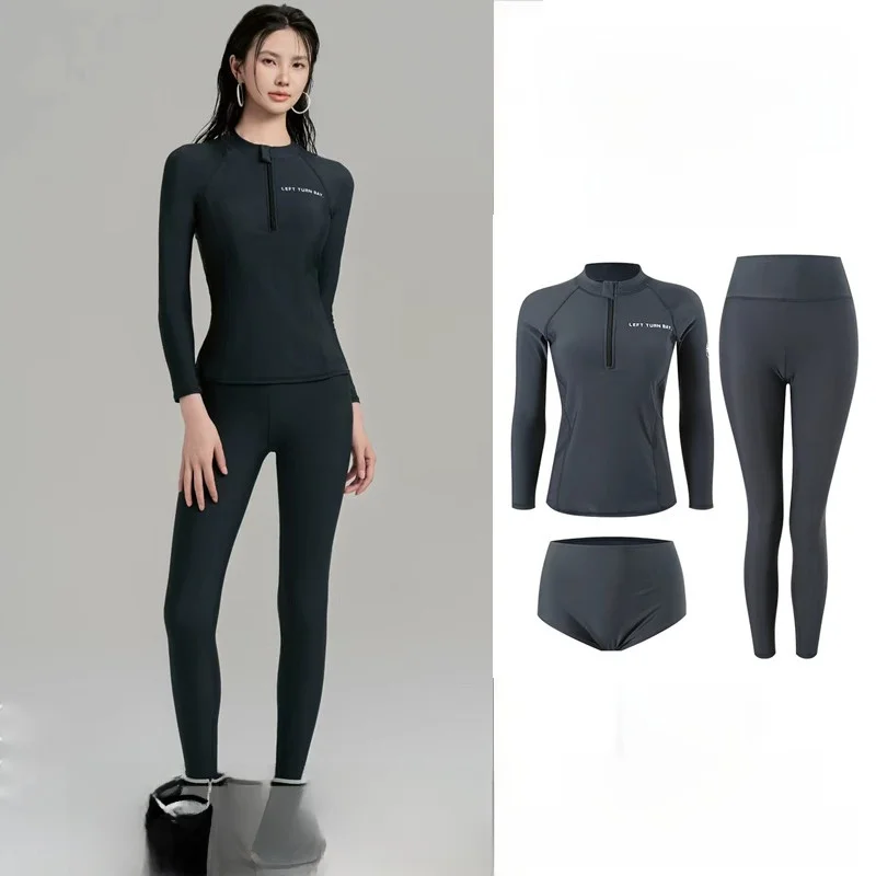 

Женский гидрокостюм для серфинга из двух частей: с длинными рукавами и длинными штанами, утягивающий, быстросохнущий, с защитой от солнца, для дайвинга