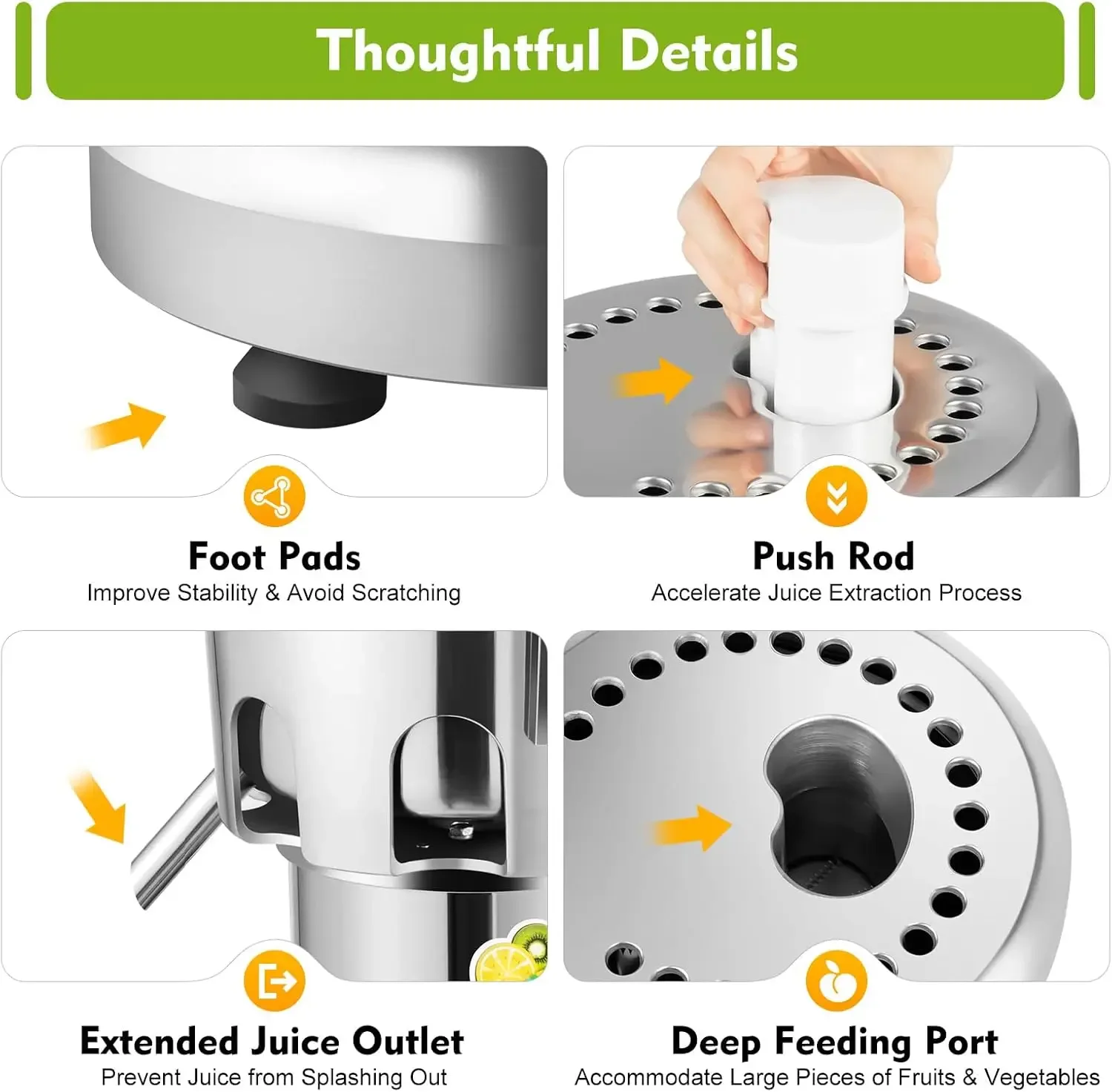 Máquina exprimidora extractora de jugo, máquina eléctrica para hacer jugo de frutas y verduras, jugo centrífugo construido de acero inoxidable