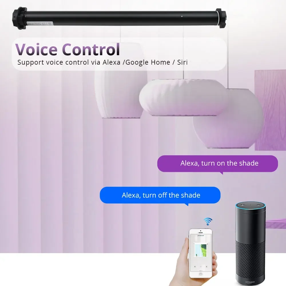Умный мотор для штор Wi-Fi для трубки 36 37 мм работает с приложением Tuya Alexa Google Home Control для двигателя жалюзи с электроприводом