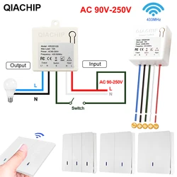 Interruptor de luz inteligente LED, pulsador de 433Mhz, Control remoto inalámbrico Universal, AC90 ~ 250V, 10A, 1CH, controlador de relé para lámpara