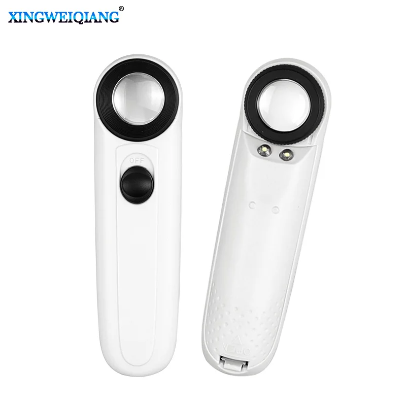 40 Times X21mm LED Illuminated Hand Magnifier Portable Optical Loupe for Jewelry Stamp and Electronic Repair