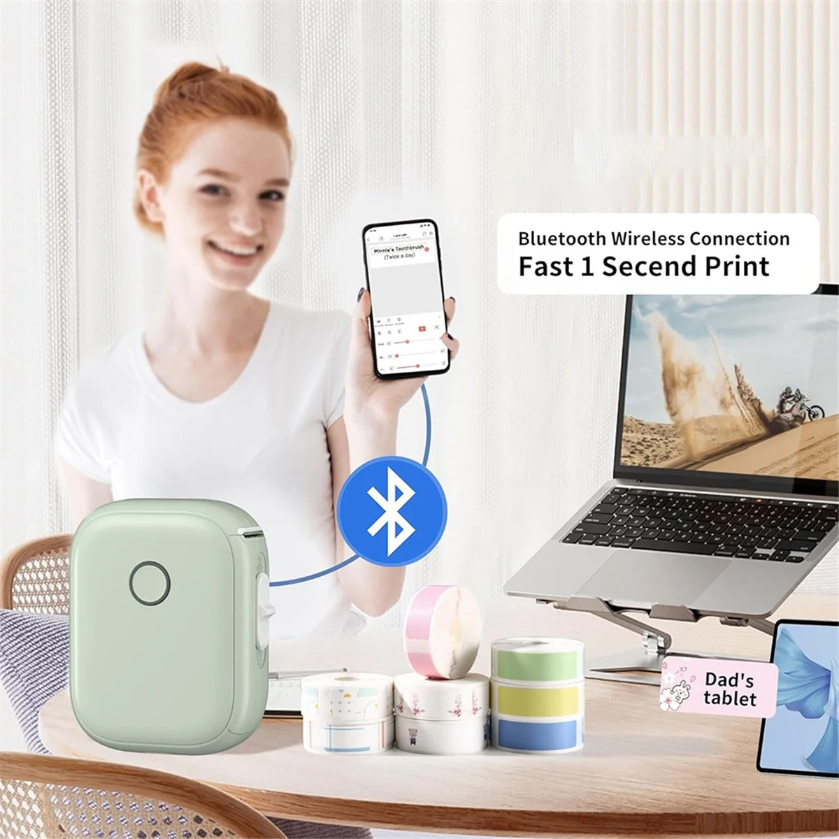 새로운 휴대용 라벨 메이커 P12 무선 블루투스 연속 라벨 프린터 라벨 메이커 기계 보관 사무실 홈, C