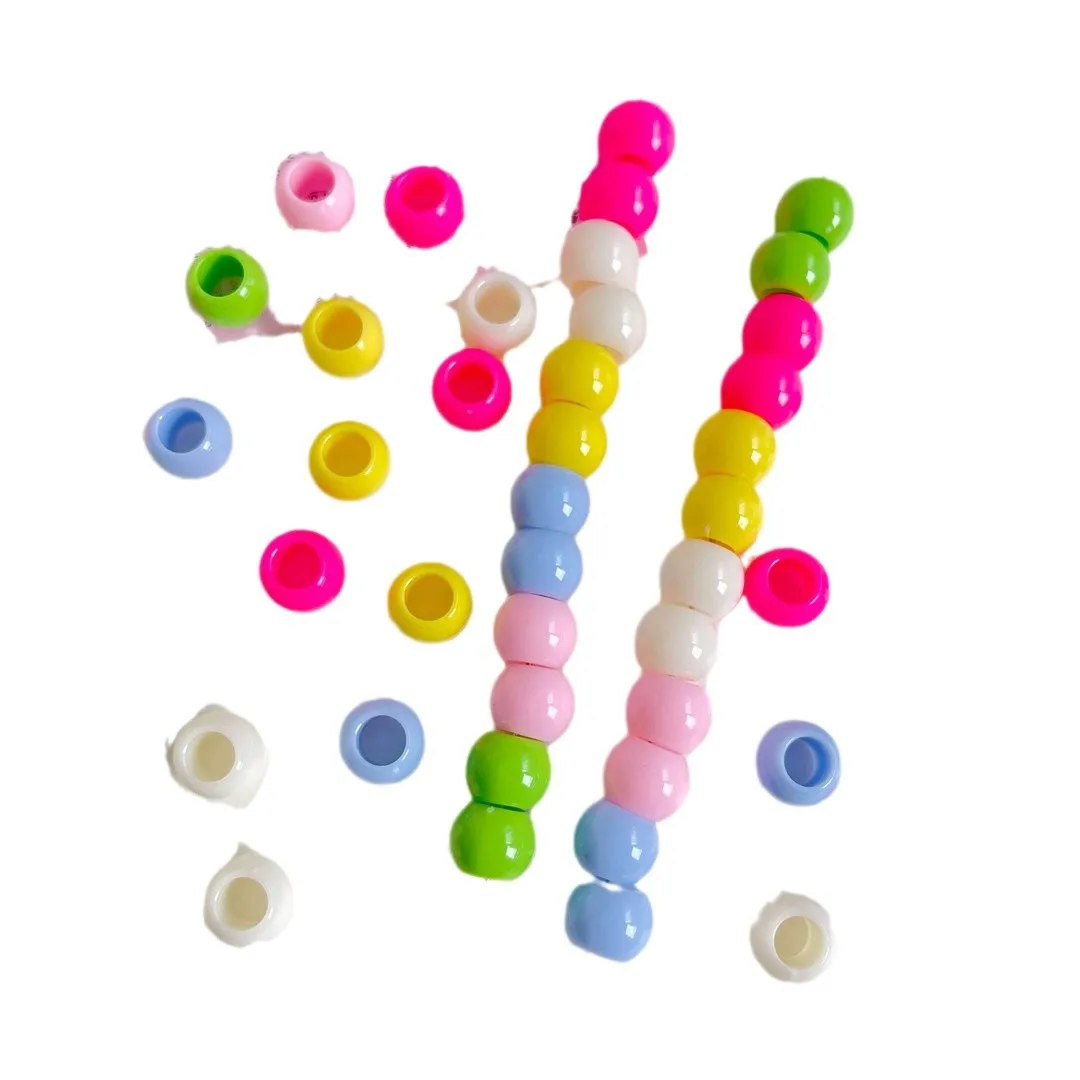 50pcs/lot multi-colored Large Hole Pony Beads Plastic Beads For Bracelets Making DIY Crafts Jewelry Key Chains And Decorations