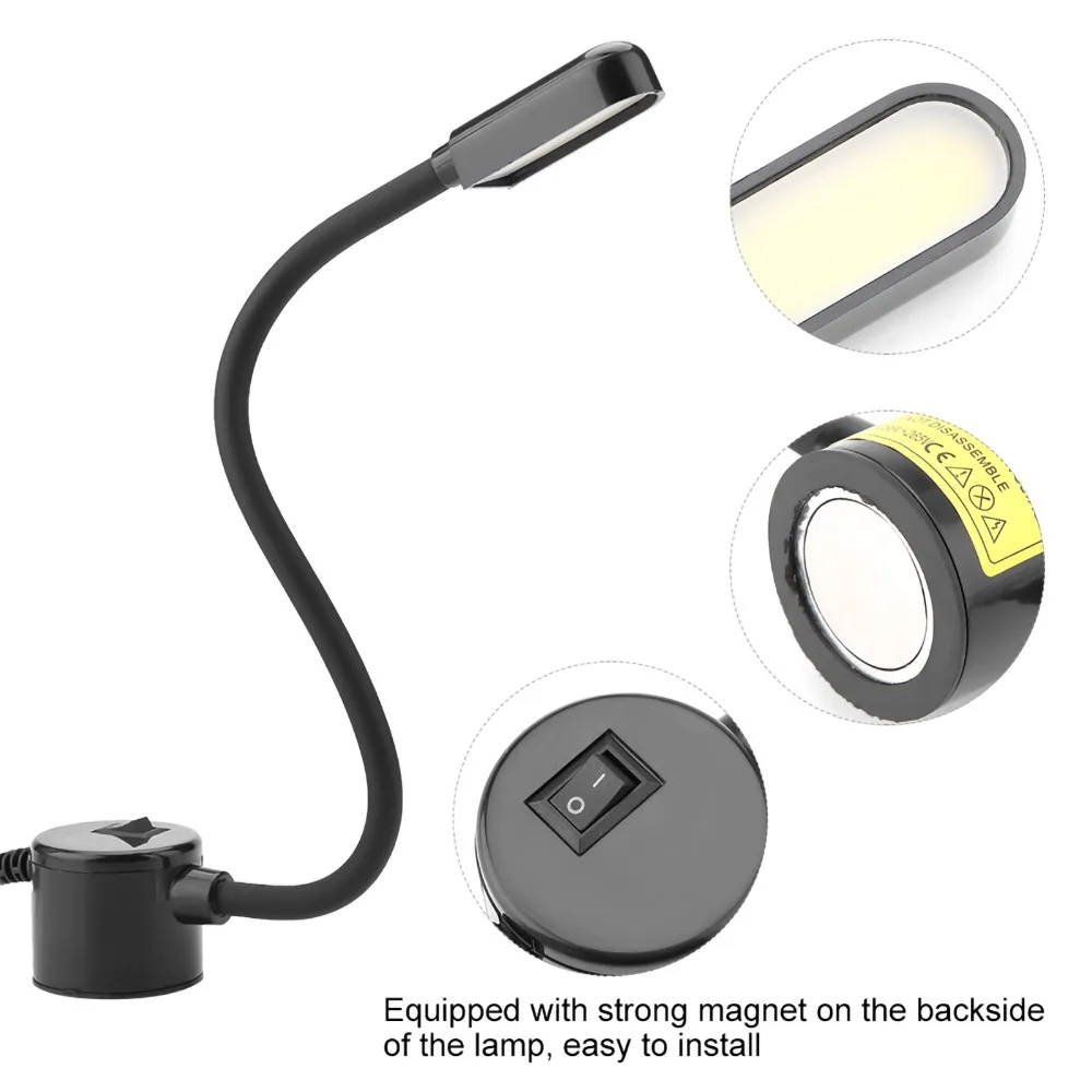 COB LED LED Machine Light Flexible Gooseneck Adjustable Arm COB Work Light Angle Adjustable Magnetic Mount Sewing Machine Light