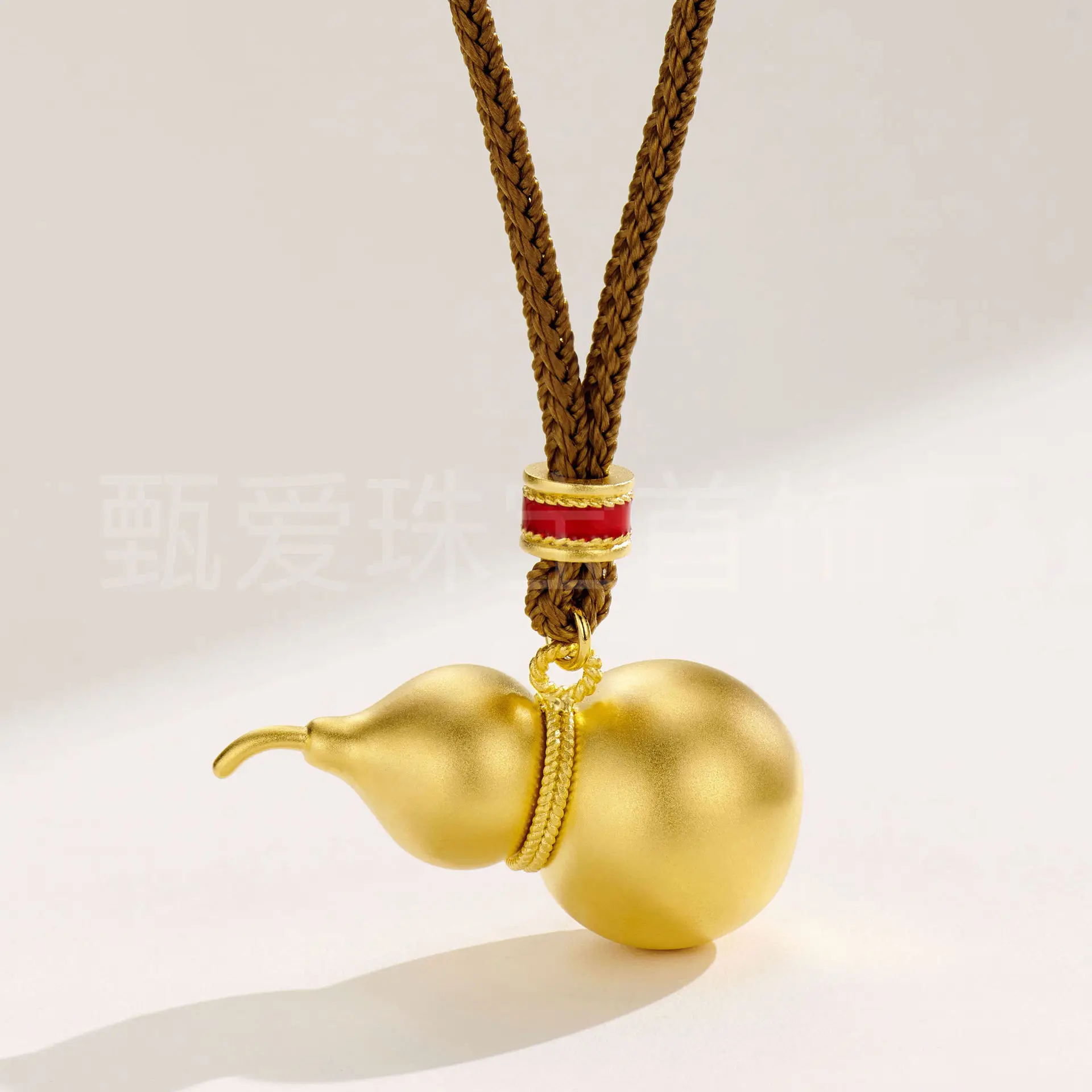 Factory Direct Sales Chinese Ancient Sandblasting Gourd Pendant Gold Store With The Same Fulu Pendant Hand-woven Necklace Wholes