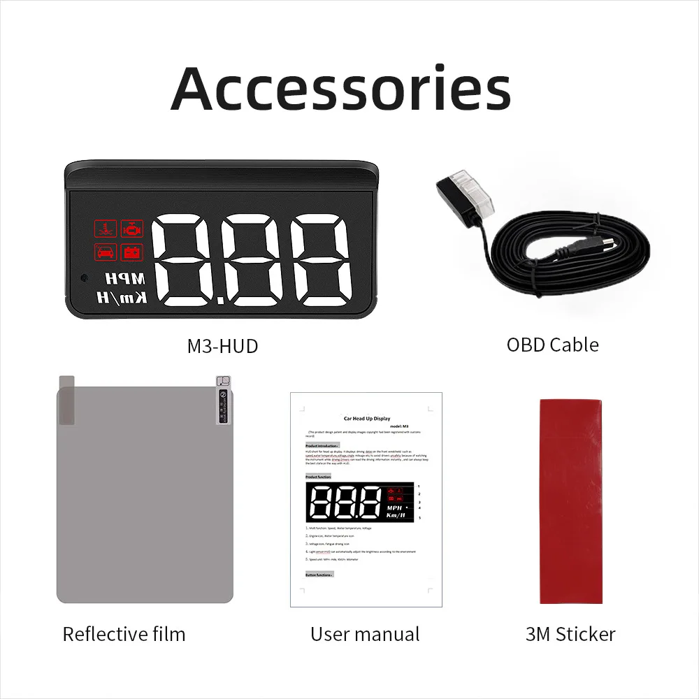 New Head-Up Display M3 Car Universal Model Double OBD HD Hud Car Computer Display Instrument