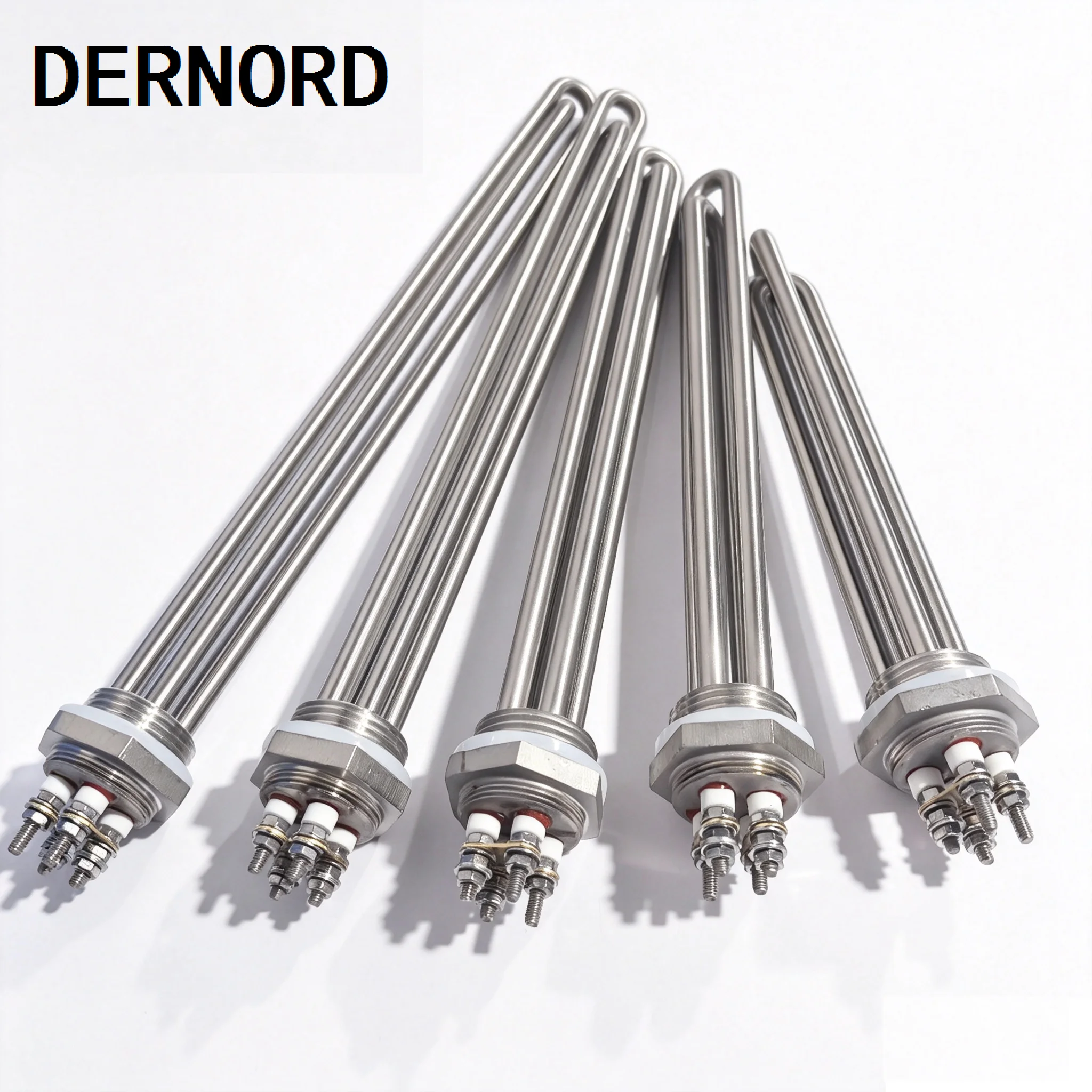 DERNORD 1inch Electric Water Heater 220V Solar Water Heating Element DN25 32mm Immersion Heater 1.5/2.5/3.5/4.5/5.5kw SUS304