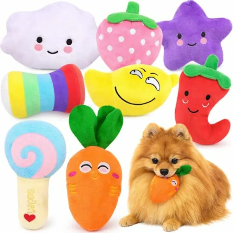

Dog Squeaky Toys, Puppy Plush Squeaky Toys for Medium Small Dogs, Cute Pet Toys Stuffed Puppy Chew Toys for Teething, Interacti