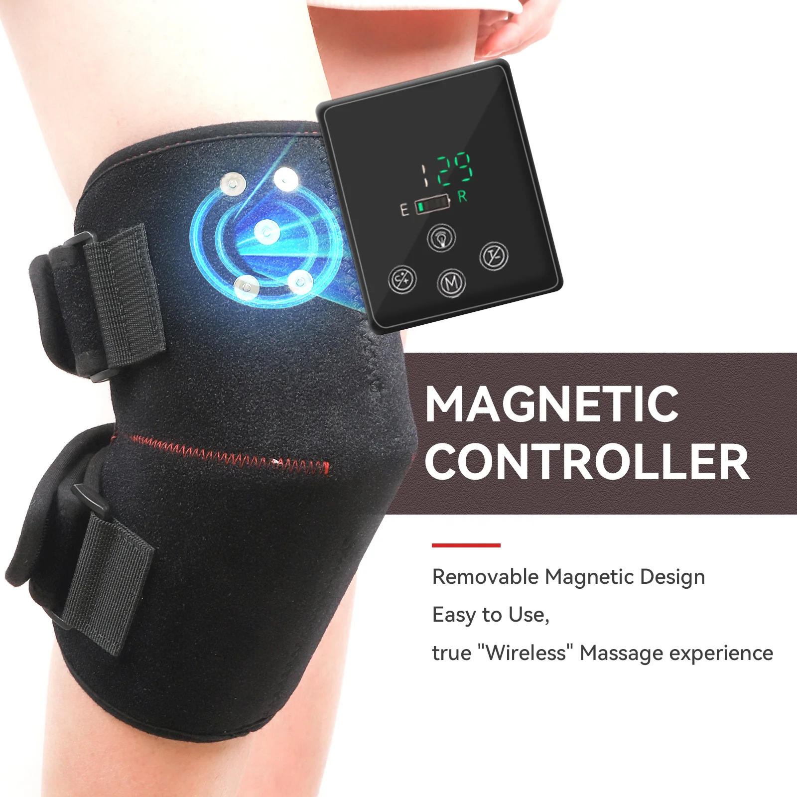 Kabelloses Laden, Rotlichttherapie, Heizmassage, Infrarot-Knieschoner mit LED-Schmerzlinderung