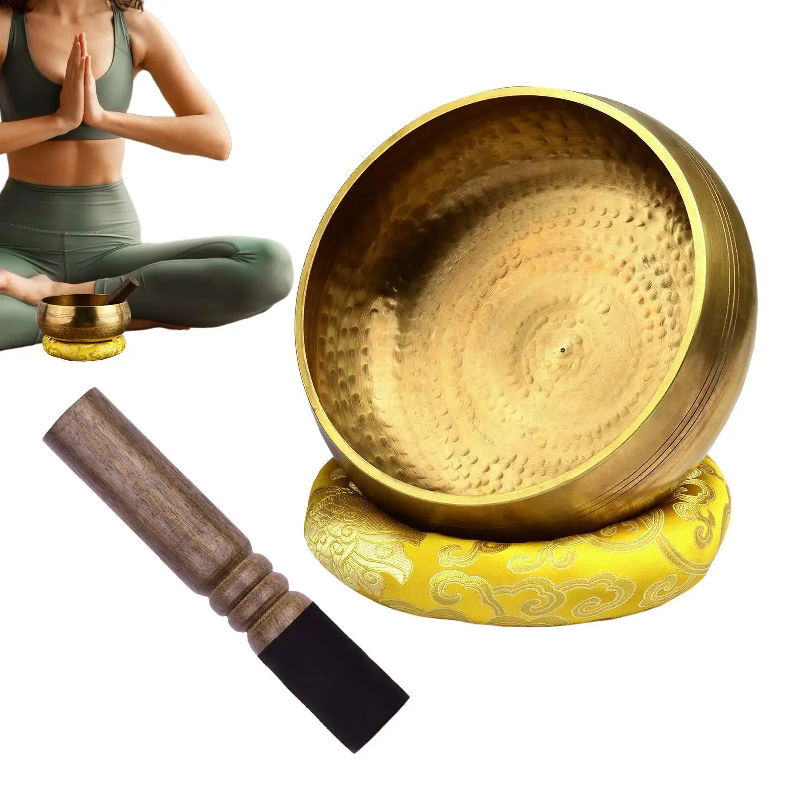 

Singing Bowl Nepal Pure Brass Singing Bowl Set Spiritual Decorative Chimes Home Decor Sleep Aid For Adults Men Yoga Therapists