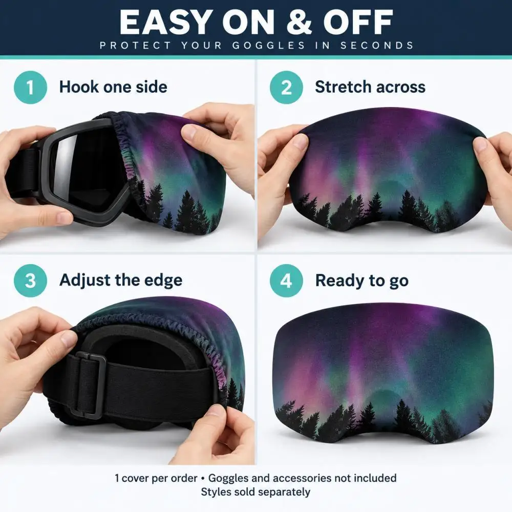 Outdoor Sports Ski Goggle Dust Cover Aurora Pattern Protective Lens Sleeve for Ski Snowboard Gear Accessories - view 6