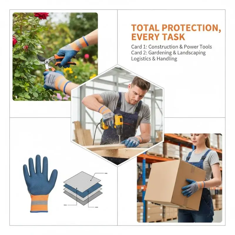 Non Slip Latex Coated Safety Work Gloves 1 Pair Breathable Wear Protective for Yard Work Landscaping Projects