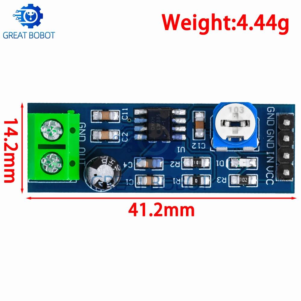 BS 1PCS LM386 Audio Amplifier Module - 200 - fold Amplification, 5V - 12V Input, 10K Resistance Included