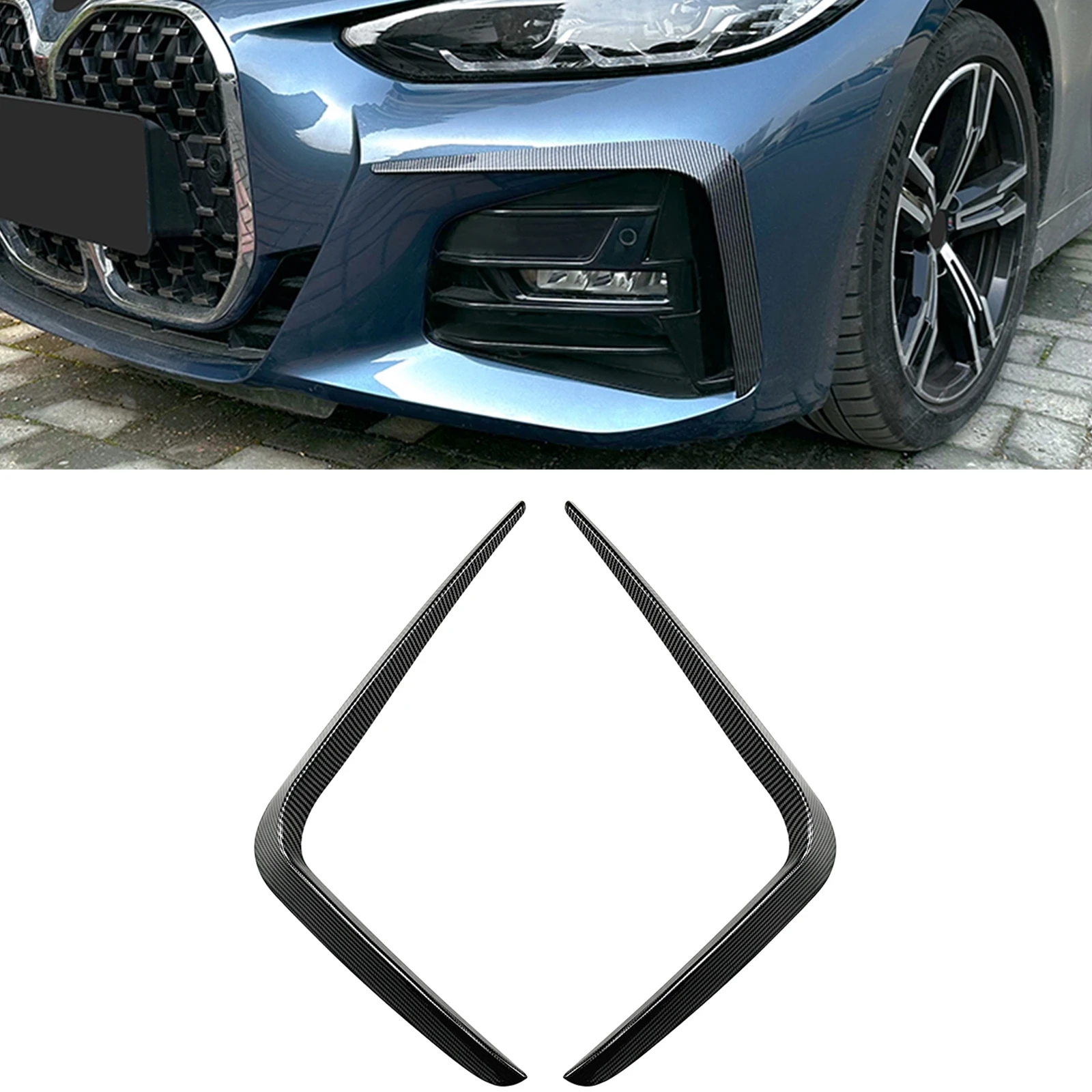 Front Side Air Vent Cover Trim Fog Light Intake Frame Splitter Spoiler For BMW 4 Series G22 G23 M Sport 2020 2021 2022 2023