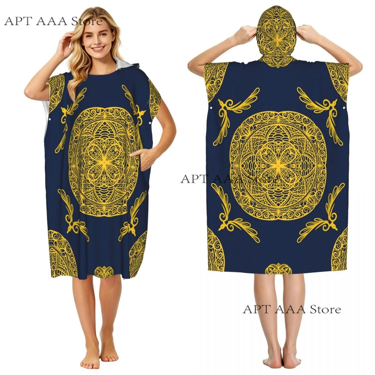 Beach Towel Microfiber Travel Towel Quick Dry Compact Mandala Vintage Lightweight Beach Towel with Hood