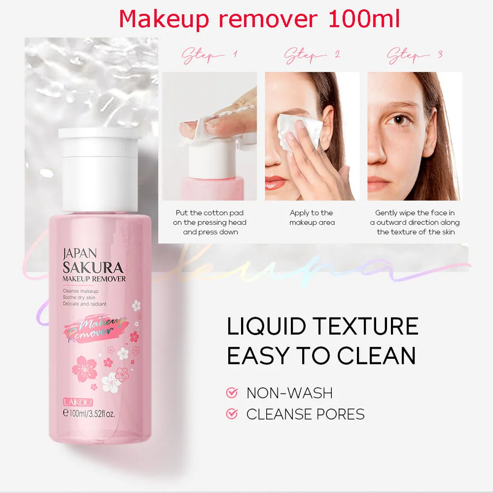 2 قطعة LAIKOU 100 مللي اليابان ساكورا مزيل ماكياج الجلد ترطيب ماكياج التطهير السائل المياه لطيف الرعاية المكياج السفر العناية بالبشرة #3