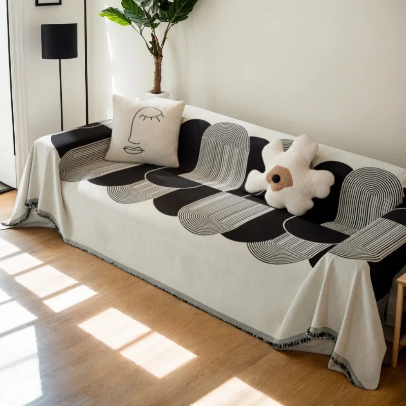 

Nordic Tassel Throw Blanket Four Season Sofa Cover Dust Anti-cat Scratch Protection Cover Sofa Blanket Carpet Travel Rug Tassels