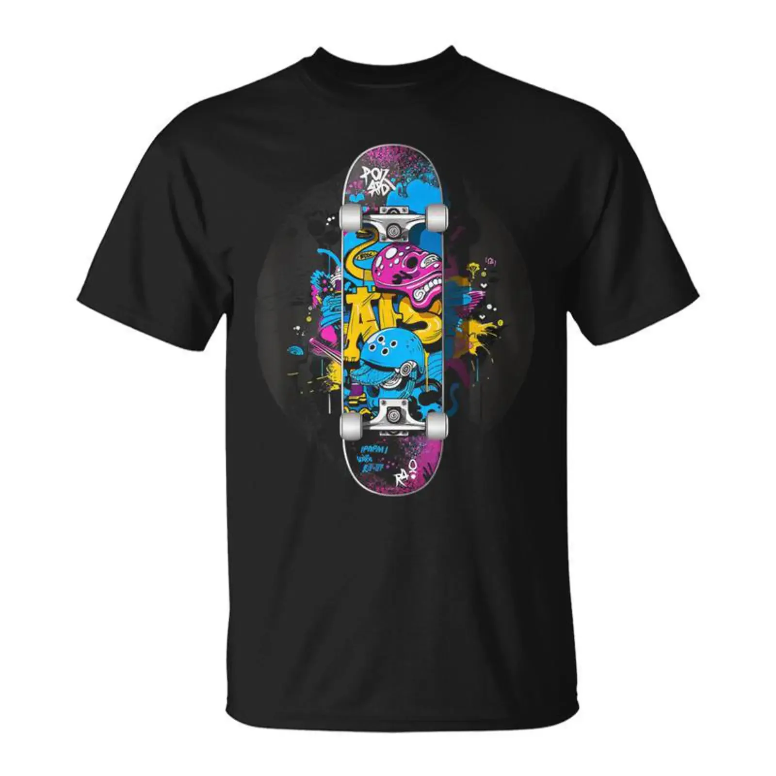 Skateboard Graffitikater T-Shirt Cadeauxyz Vintage Washed Stretched Designer-Kleidung Atmungsaktiv Leicht Streetwear