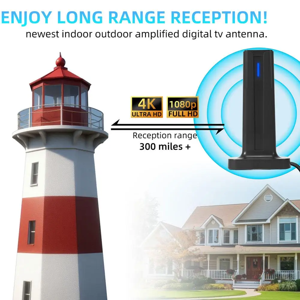 Antena cyfrowa dalekiego zasięgu do telewizora Smart TV, antena wewnętrzna 360 °   Antena HDTV Obsługuje 4K 1080p z Podstawką typu Stick Dropshipping