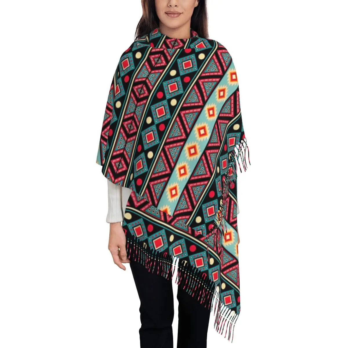 Aztec African Tribal Native American Scarf for Women Warm Winter Pashmina Shawls and Wrap Kokopelli Long Shawl Scarf Daily Wear