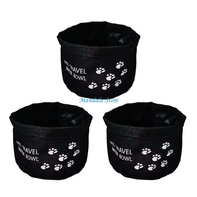 

U2JC Large Capacity Dogs Bowl Foldable Space Saving Dogs Dish with Handy Lanyard