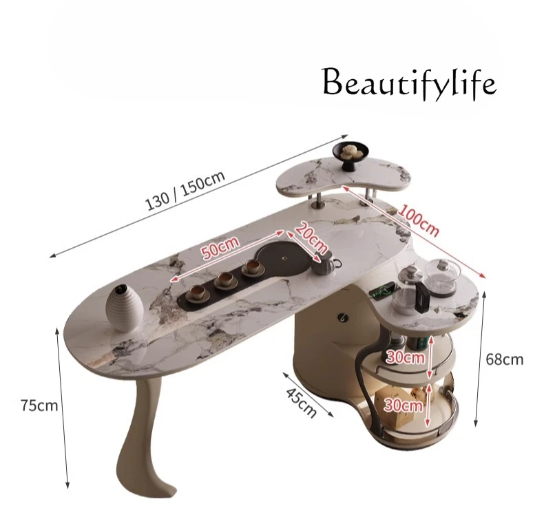

Living room home modern small boiling water tea table balcony tea table chair set rock slab kung fu tea table
