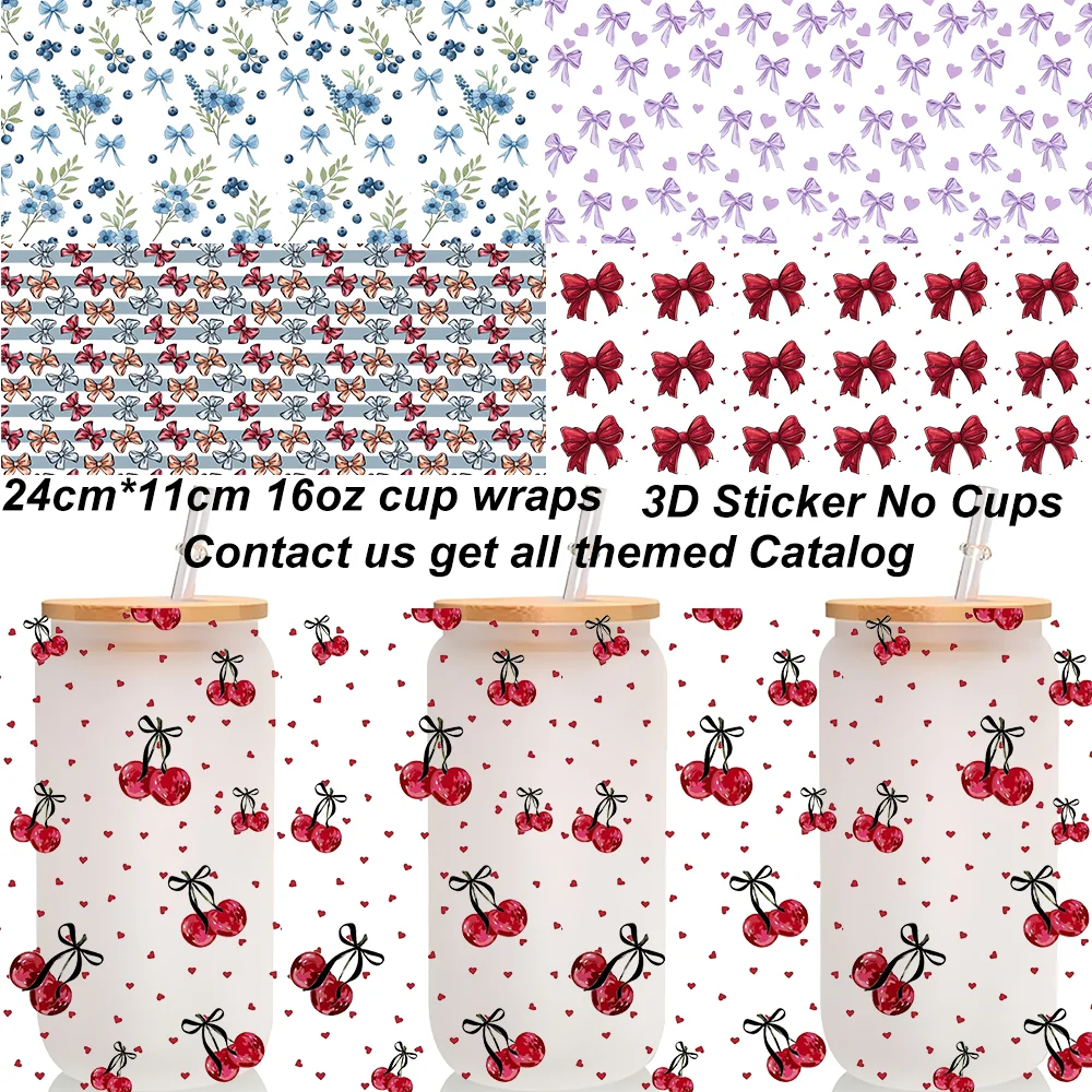 24 styles de motifs de nœuds variés, autocollants UV DTF pour gobelets Libbey de 16 oz, autocollants DIY pour gobelets, cadeau, motifs de nœuds assortis, autocollants de transfert