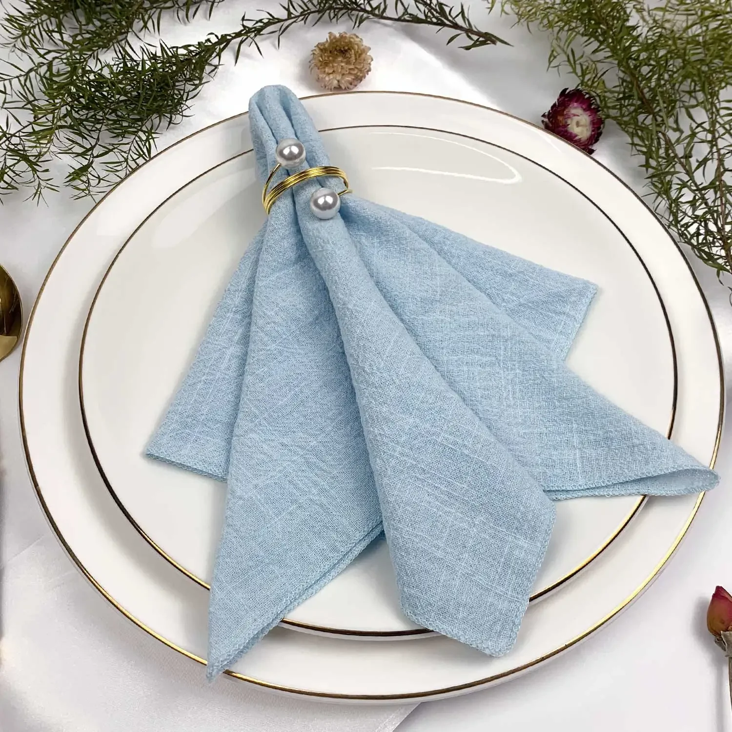 12pcs Gauze Napkins Cotton Cloth 30*30cm Rustic Hanky Tea Towel Dining Place Mats Wedding Supplies Linen Home Table Decor