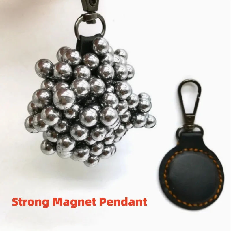 Magnetic Slingshot Holder Thick Round Leather Pouch Strong Magnet Steel Ball Carrier Outdoor Shooting and Fishing Gear