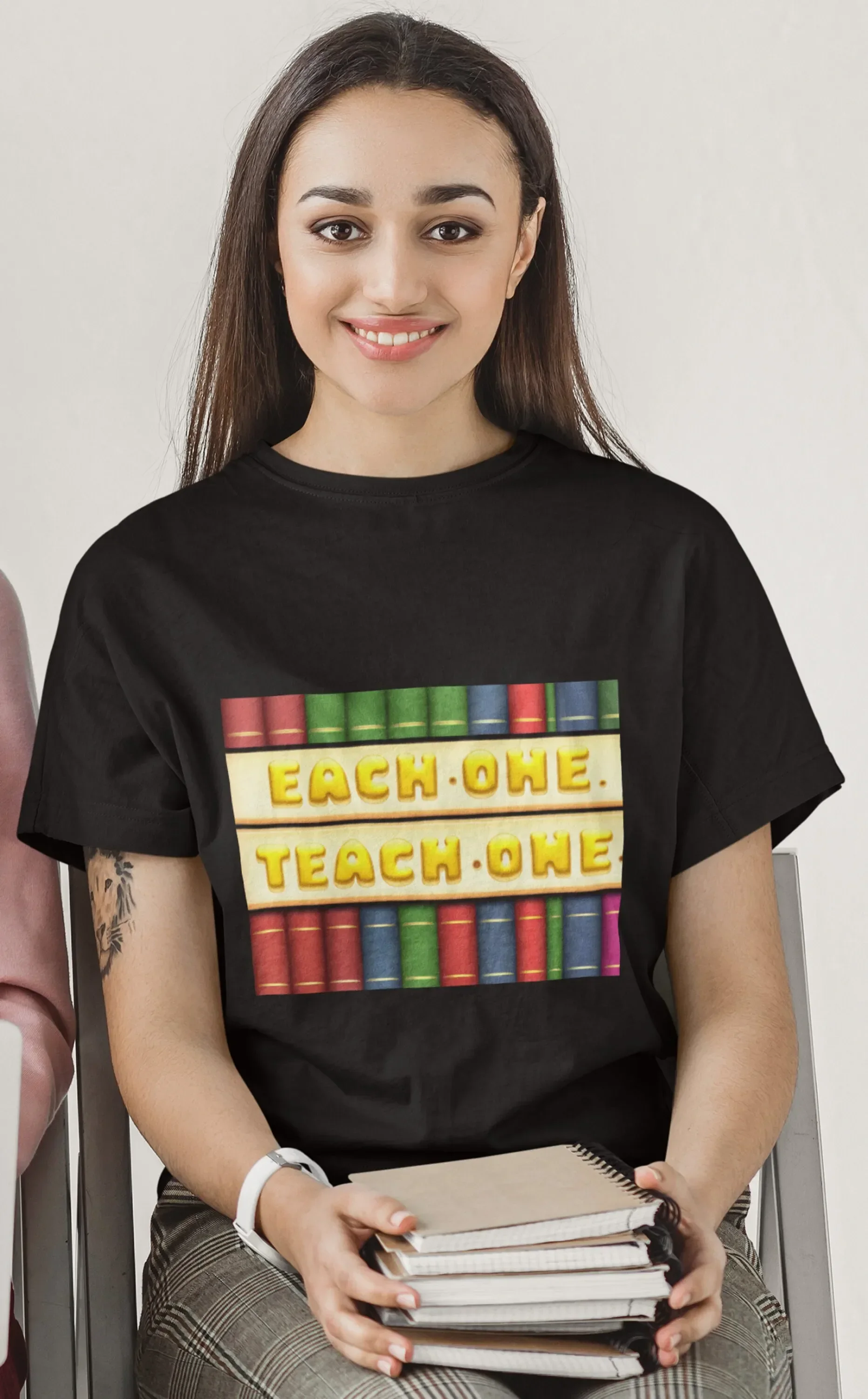 Teach One T Shirt Gold Lettering book lovers Teachers Liberians Love reading classic books top Knowledge gift