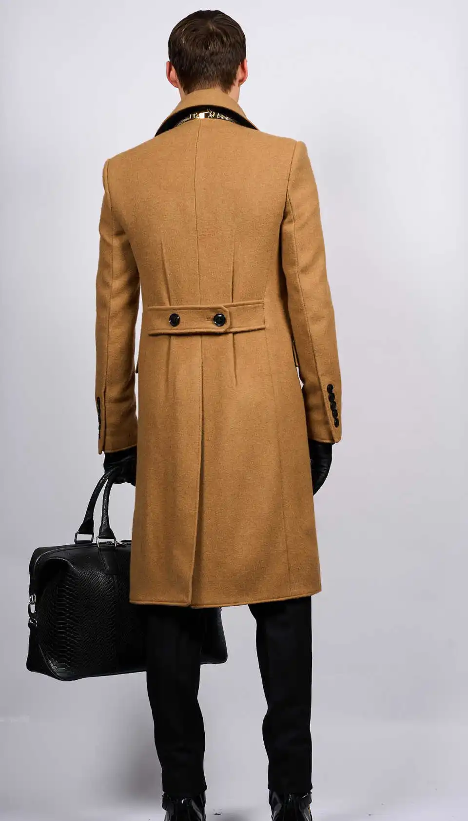 เสื้อโค้ทผู้ชายแบบใหม่สำหรับฤดูหนาว  แบบกระดุมสองแถว ผสมผ้าขนสัตว์  มีซิป  เสื้อคลุมกันหนาว  สามารถสั่งตัดได้