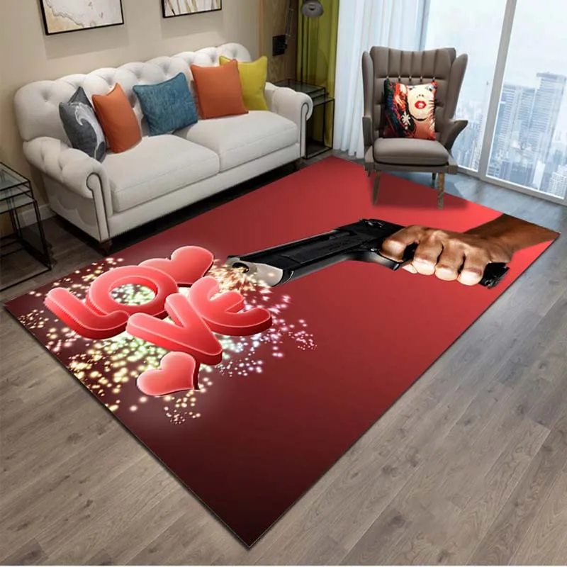 15 Sizes Romantic Love Heart Pattern Carpet Lover Living Room Bedroom Rug Valentine Day Home Decor Hallway Kitchen Non-Slip Mat