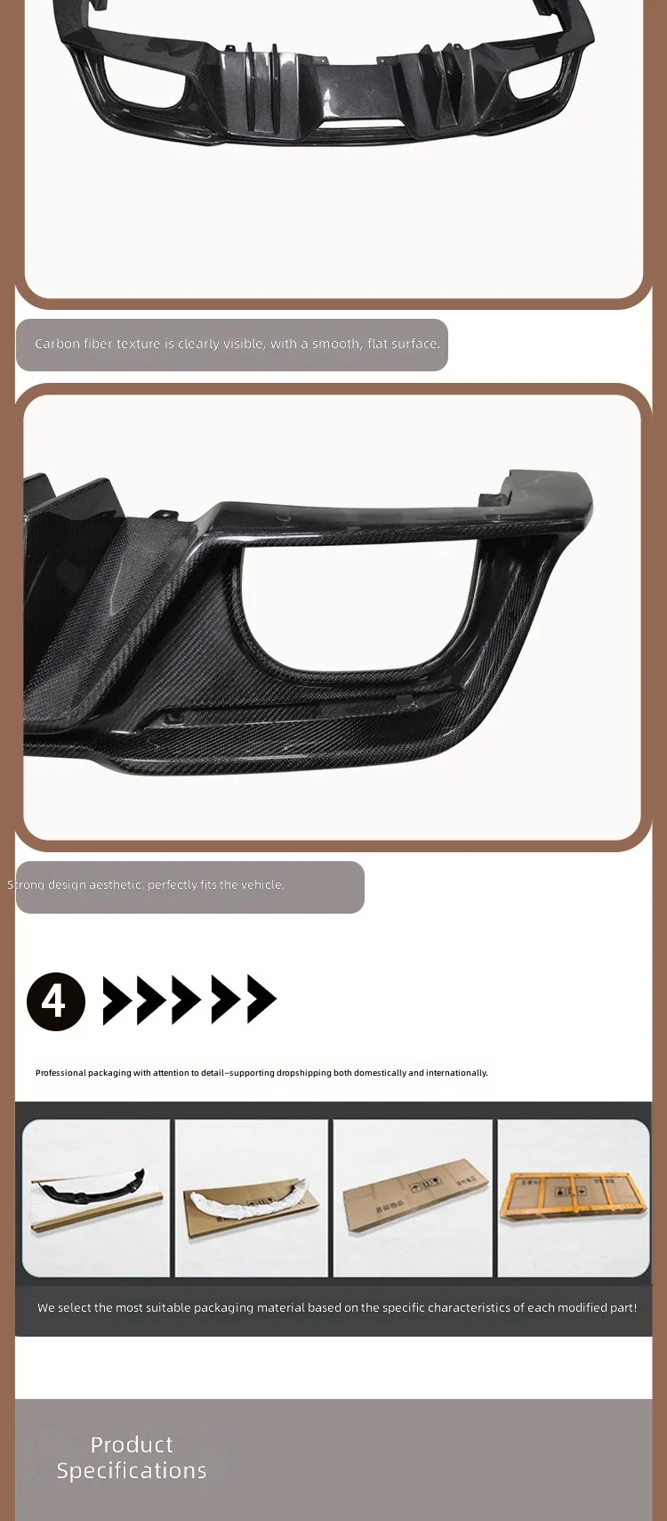 Carbon Fiber Rear Lip For 2018-2022 Mustang Rear Spoiler, Car Accessories, Rear Chin Spoiler, Vehicle Parts view 4