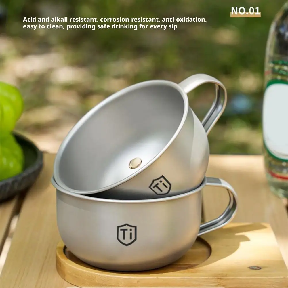 Mini Titanium Coated Cup Antibacterial Rounded Rim Portable Small Water Cup Travel Outdoor Camping Coffee Tea Mug Tableware