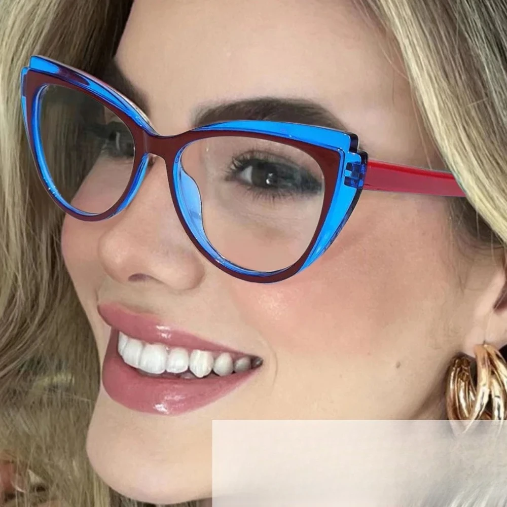 Cateye 투톤 블루 라이트 차단 안경, TR90 버 - Women'S Fashion Glasses Non Prescription 리뷰 및 가격
