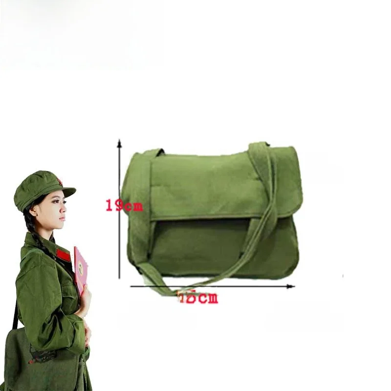 Retro Canvas Shoulder Bag with Chairman Mao Head Image Zipper