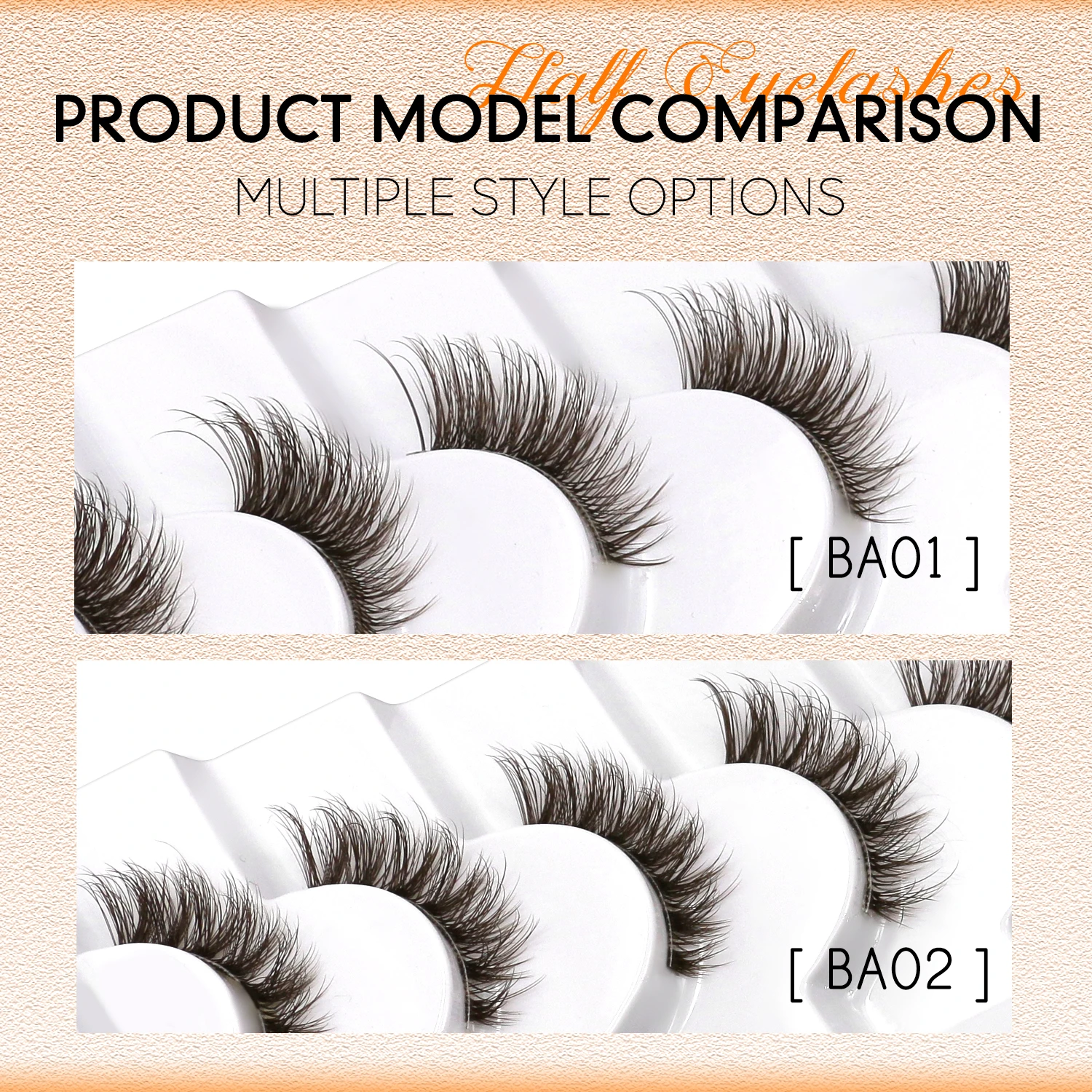 VELTRINAY براون نصف جلدة مظهر طبيعي أفخم الرموش الصناعية Wispy القط رموش واضح لاش الفرقة رموش طبيعية ماكياج #6