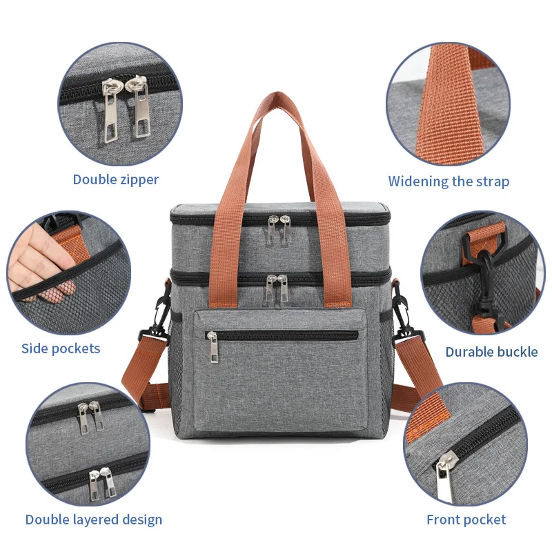 

New Insulated Lunch Bag - Portable Handheld Crossbody Tote for Office & Picnic