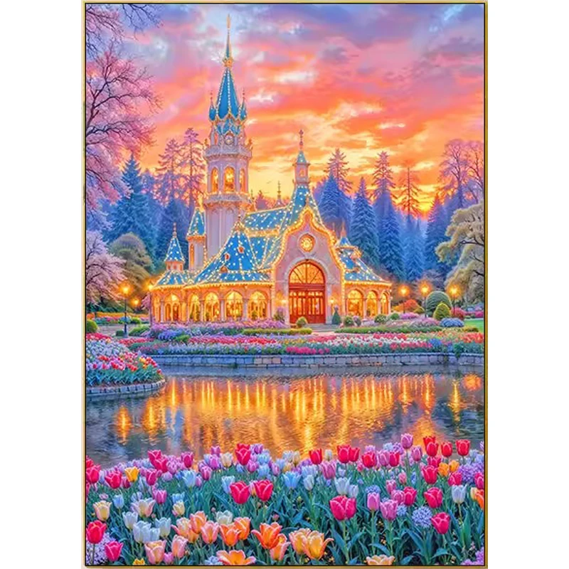 

Набор для вышивания крестиком 9CT 14CT «Ночной замок» с принтом, для рукоделия, декора дома, с иглами и нитками