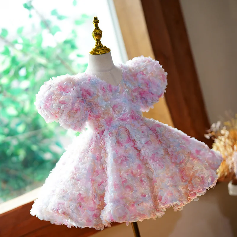

Children's First Birthday Dress Princess Dress Girl's Host Birthday Show Puffy Dress Flower Girl Piano Performance Costume