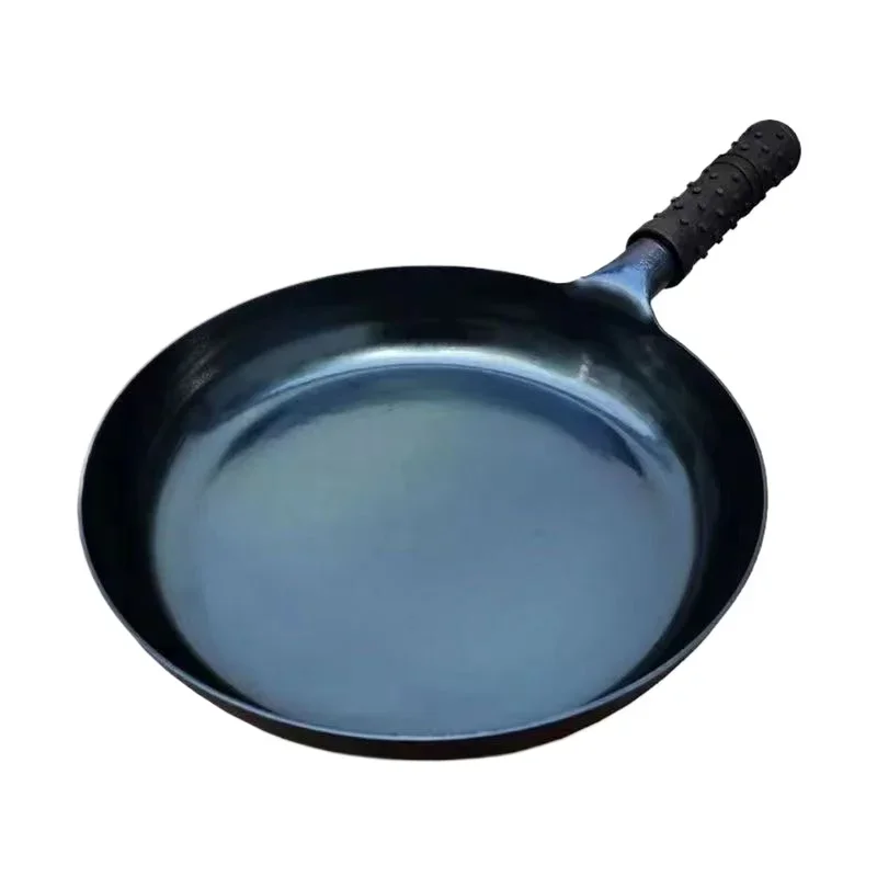 26/28/30cm Iron Frying Pan,Induction Compatible,Chinese Traditional Hammered Pan Blue Cooking Wok Kitchen Cookware