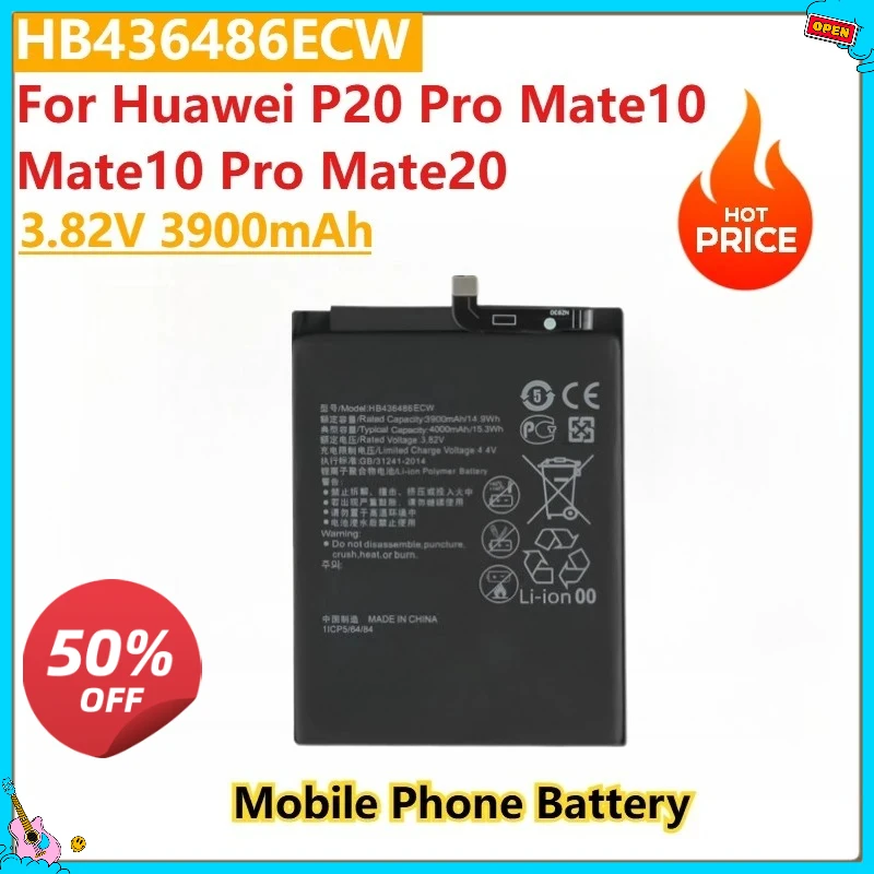 

Новый сменный аккумулятор для мобильного телефона HB436486ECW 3,82 В 3900 мАч для Huawei P20 Pro Mate10 Mate10 Pro Mate20