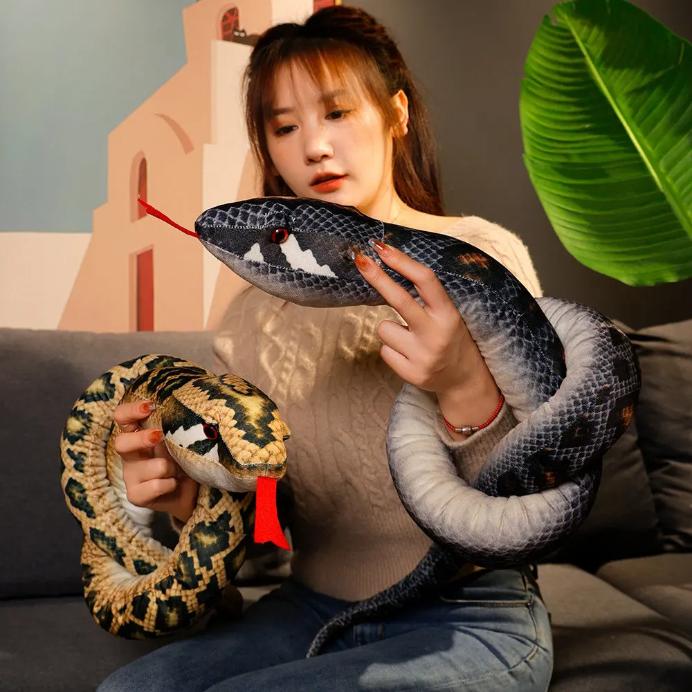 Big Size Simulated Python Snake Plush Toy Giant Boa Cobra Long Stuffed Snake Plushie Pillow Children Boys Gift Home Decoration