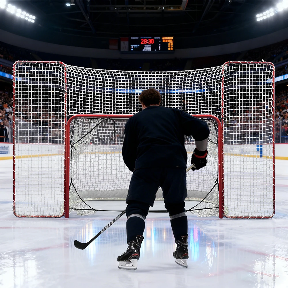Foldable Hockey Goal with Backstop and Corner Catchers Ice Hockey Backstop Shooting Targetspromote sales