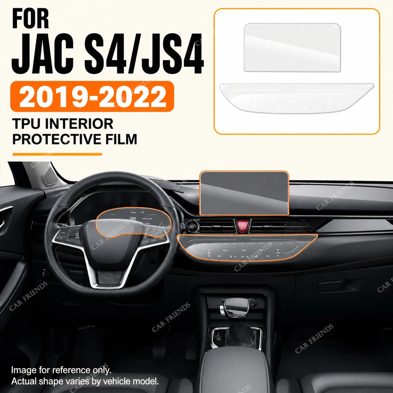 For JAC S4 JS4 2019-2022 Transparent TPU Interior Protective Film for Center Console Anti-Scratch Repair