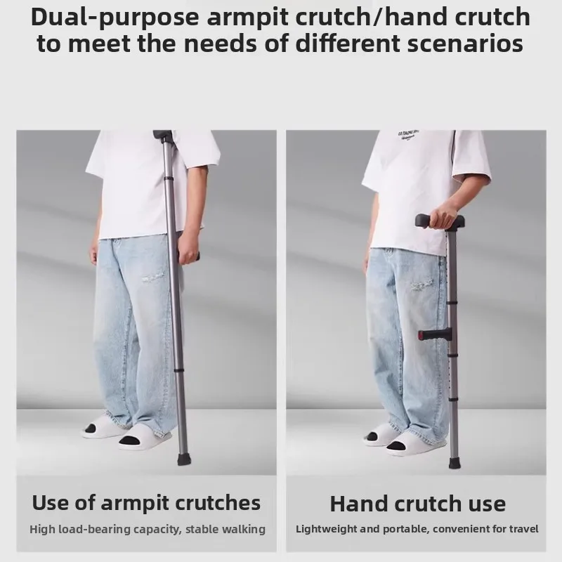 Aluminum Adjustable Multi-Purpose Rehabilitation Crutches,Dual Non-Slip Portable Cane,Fracture Support Walker for Youth & Adults