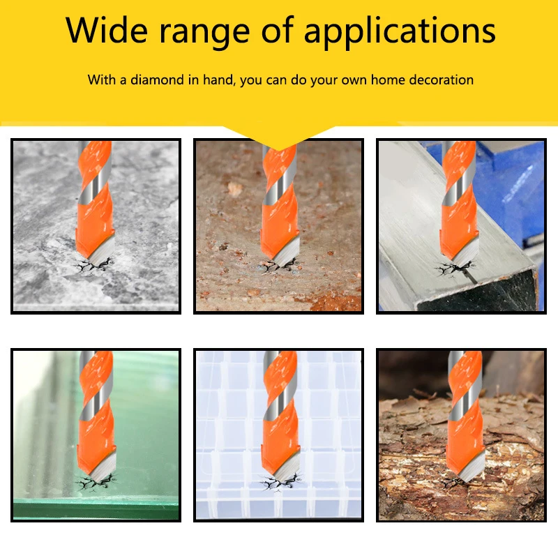 6PCS 6MM-12MM Electric Tools Diamond Drill Hammer Concrete Ceramic Tile Metal Drill Bit Round Shank DIY Wall Hole Saw Drilling